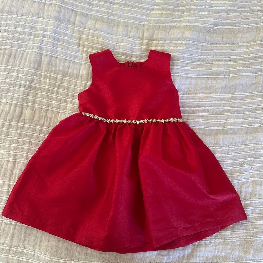Elegant Red Girls 3T Dress with rhinestones Accent - Picture 4 of 7